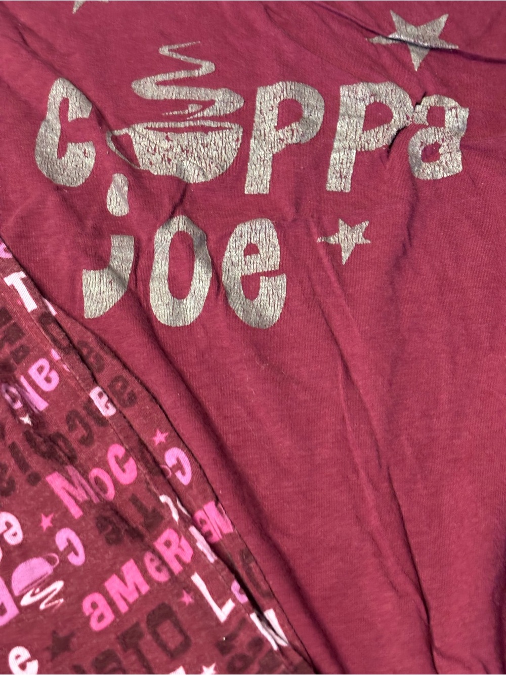 City Chic Maroon and Silver 'Coppa Joe' Pajama Set